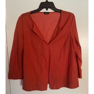 AKRIS Burnt Orange 100% Cotton Sheer Top/Blouse Size 12